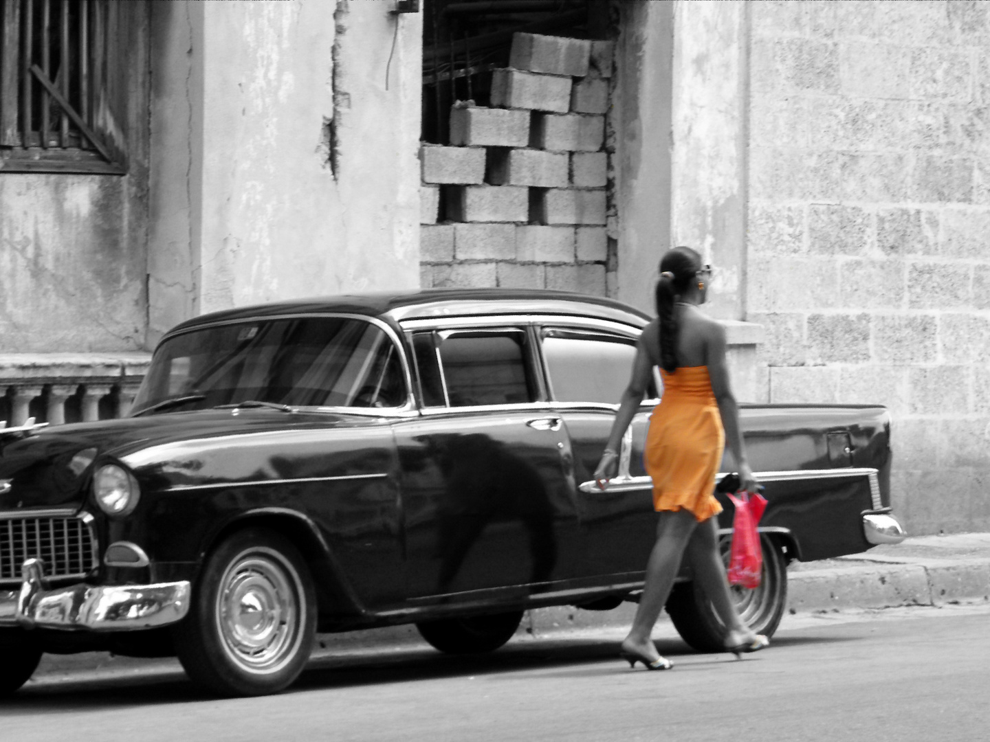 Havanna Old Car And Young Lady CK