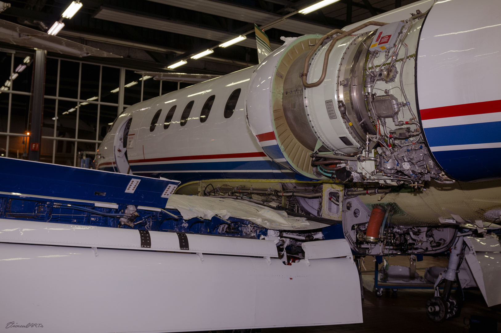 Hawker 800A undergoing maintenance