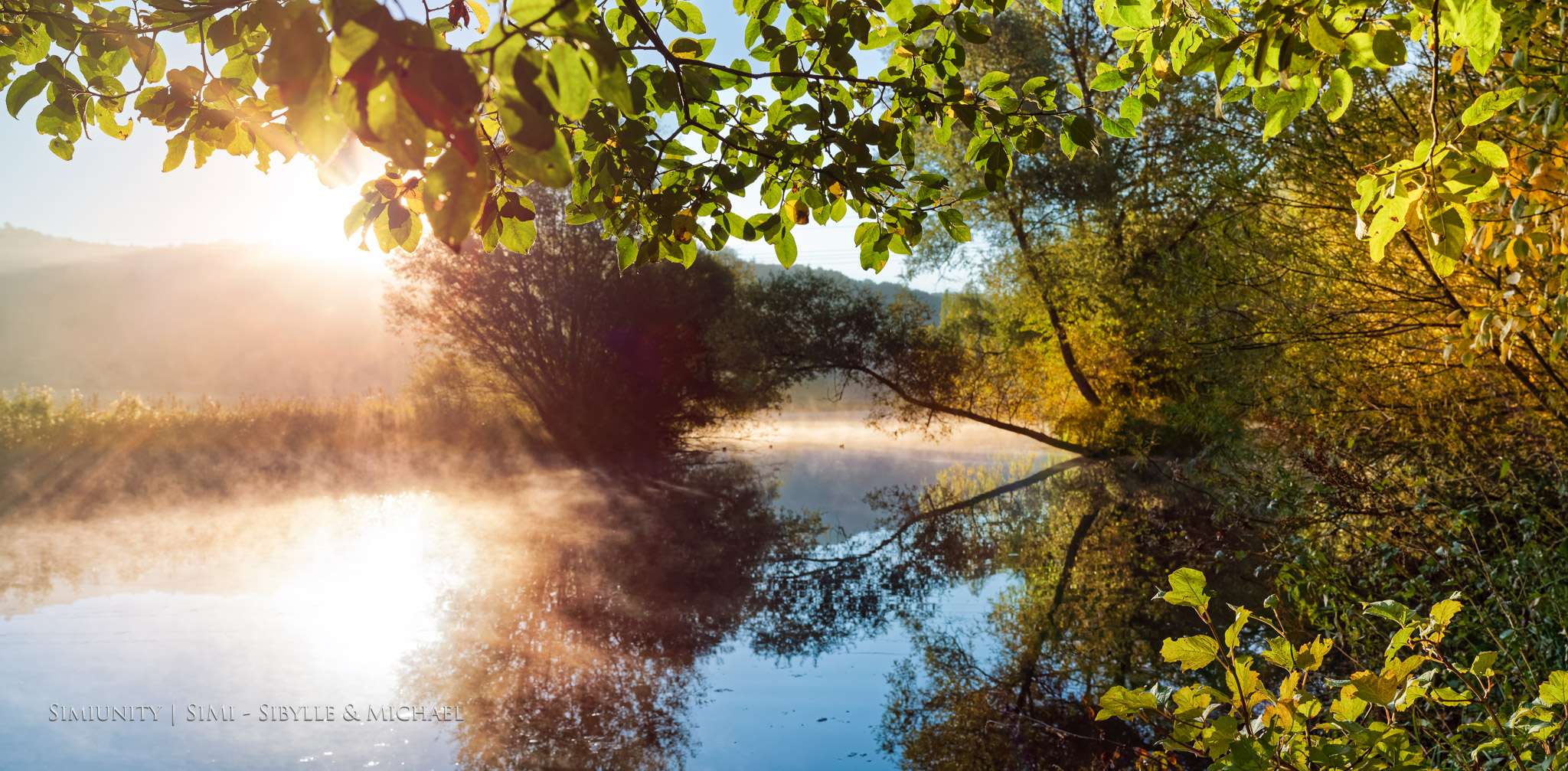 Hazy sunrise on a cold october morning