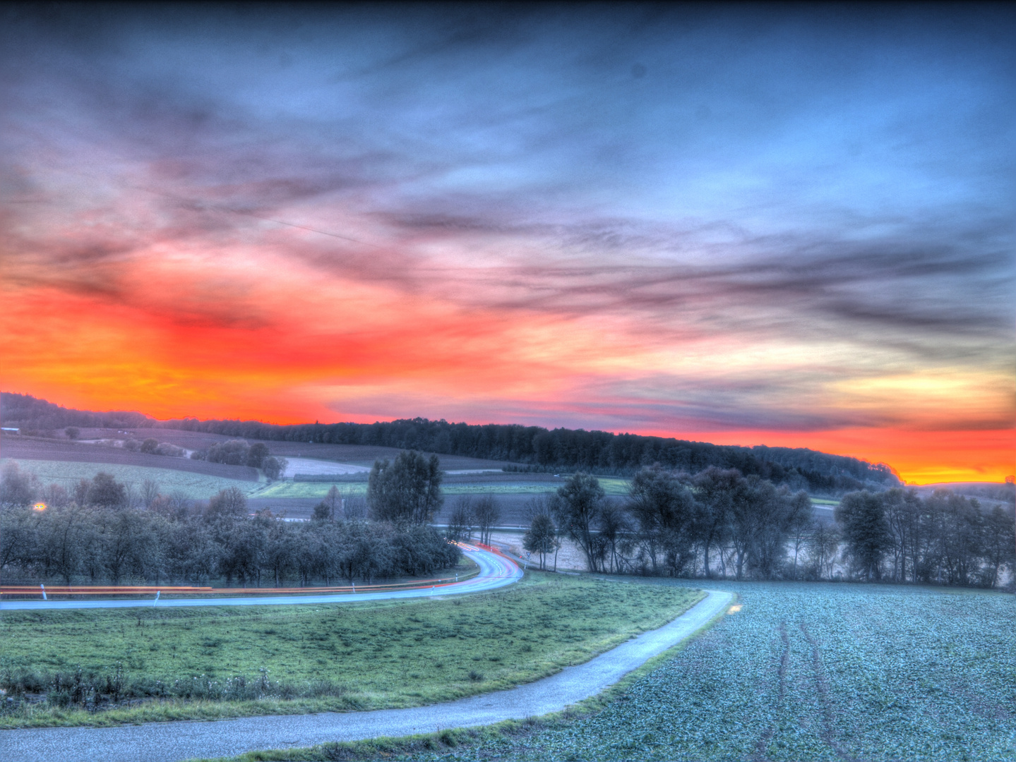 HDR - Sonnenuntergang in der Nähe von Heilbronn