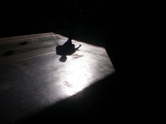 He runs on the shadow