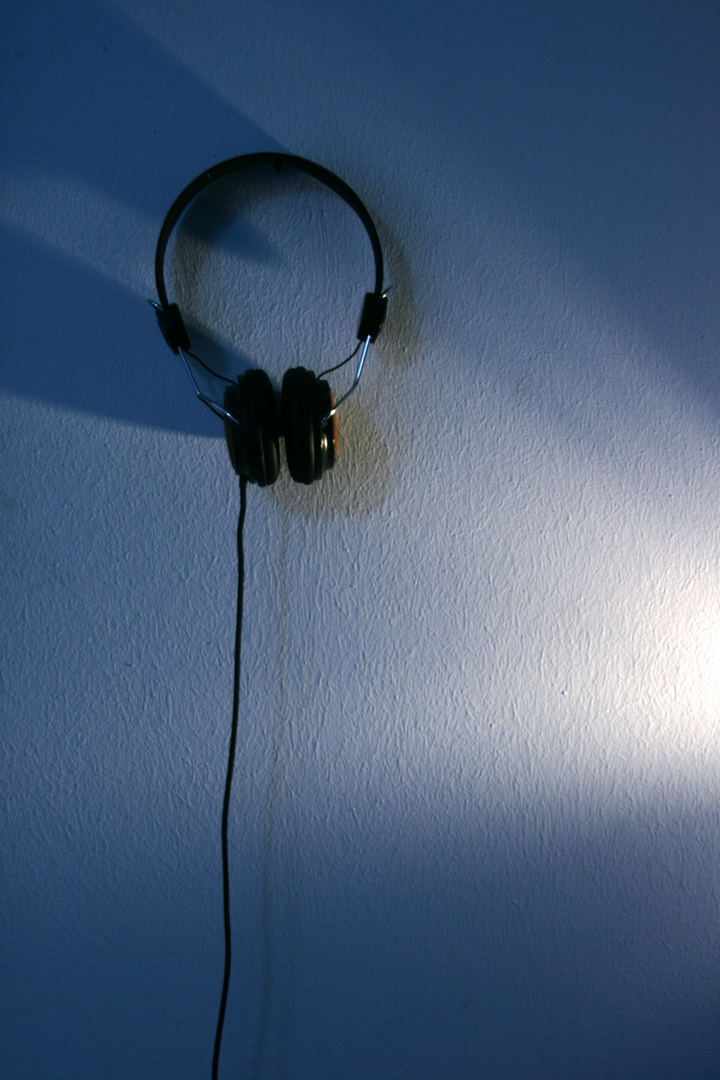 headphones on the wall.