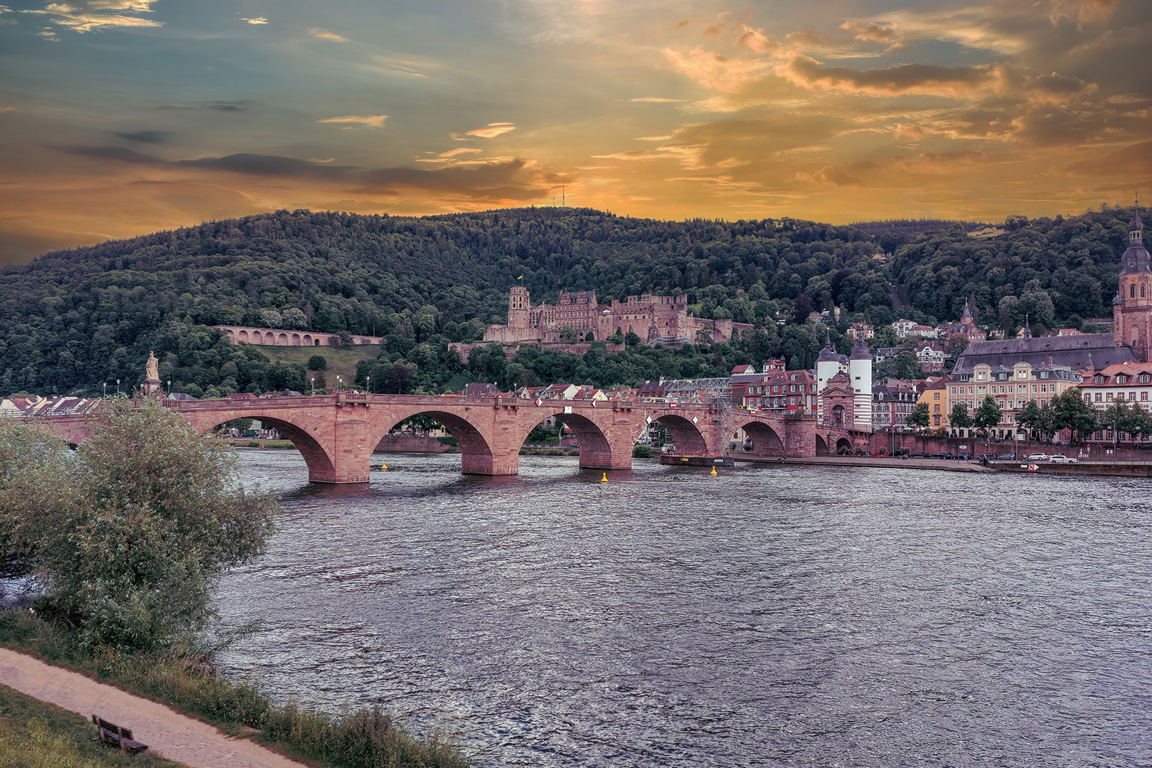 Heidelberg Alte Brücke und Schloß