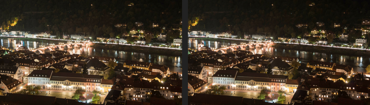 Heidelberg bei Nacht (vom Schloß aus, andere Seite)