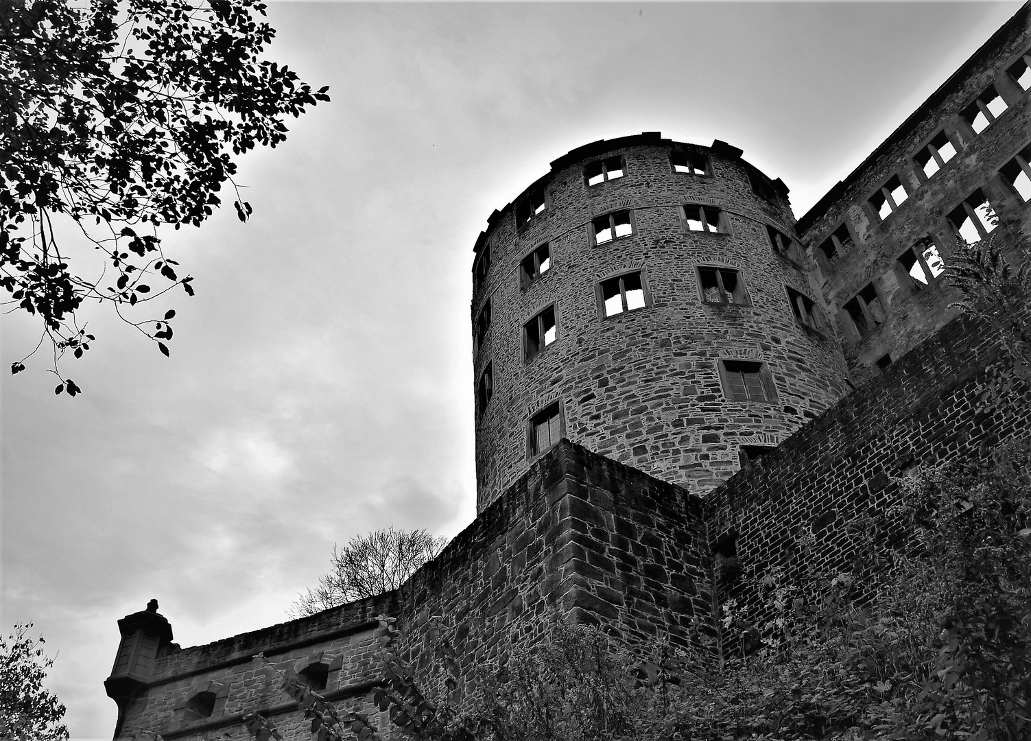 Heidelberg - Das Schloss schnittig in sw