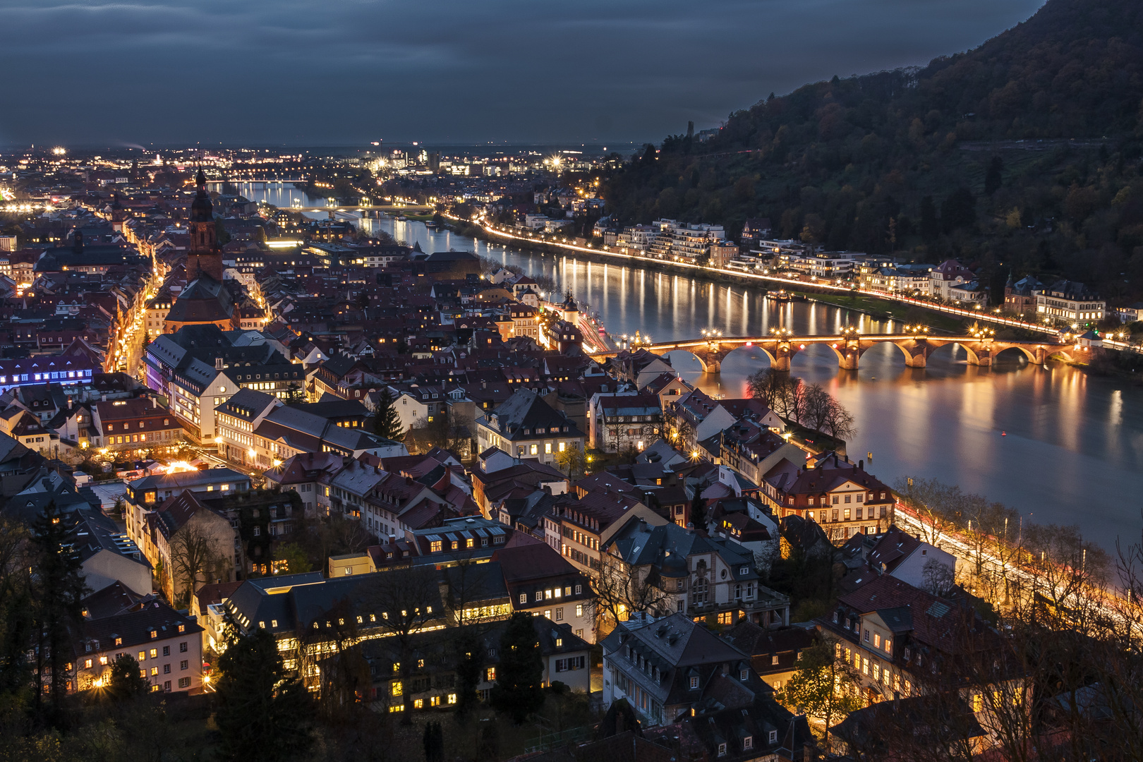 Heidelberg Innenstadt Altstadt bei Nacht