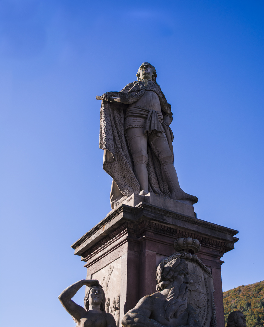 Heidelberg - Kurfürst Carl Theodor an der Alten Brücke