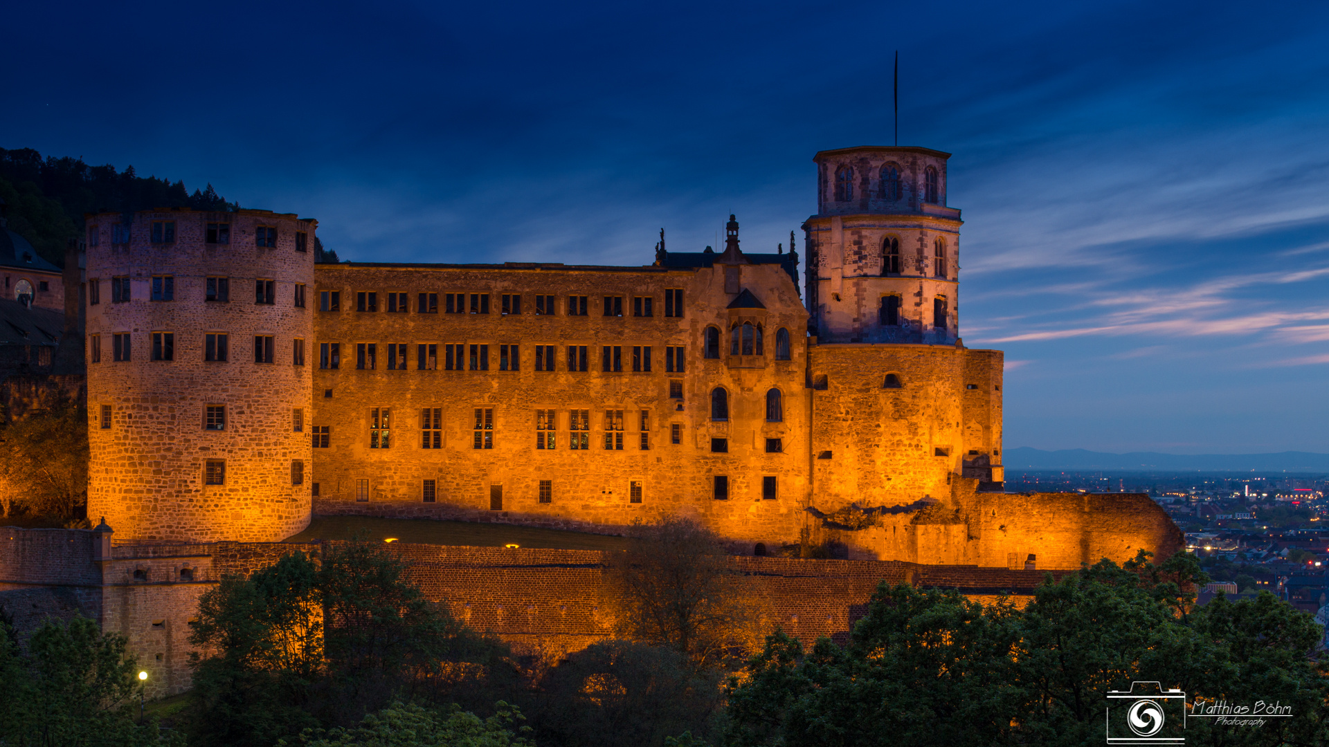 Heidelberger Schloss zur blauen Stunde