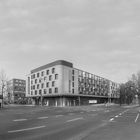 Heilbronn. Architekturen Gegenüber Schäuffeiens-/Mannheimerstrasse. Beim Tagaufbruch sw