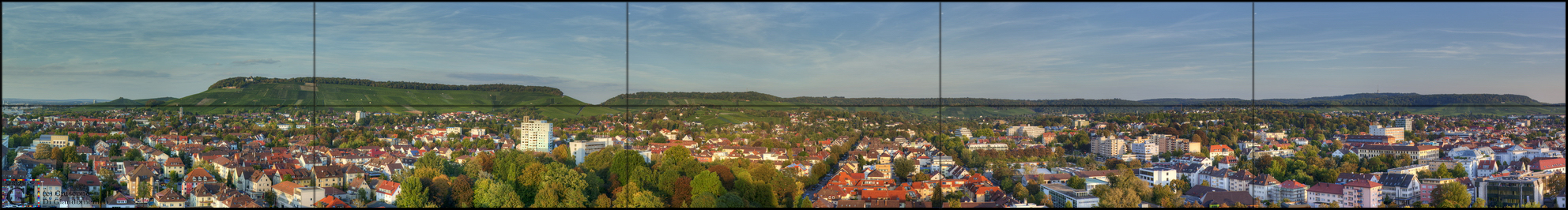 Heilbronn. Blick auf den Hügeln vom Neckarturm