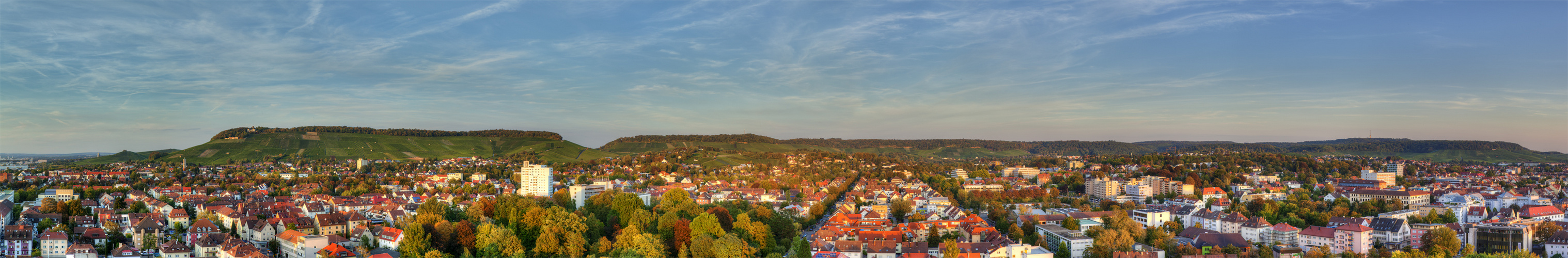 Heilbronn Im Sonnenuntergangslicht. Panorama