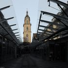 Heilbronner Historische Architetktur.  Hefenmarkt Tutm über der Hafenmarkt Passage