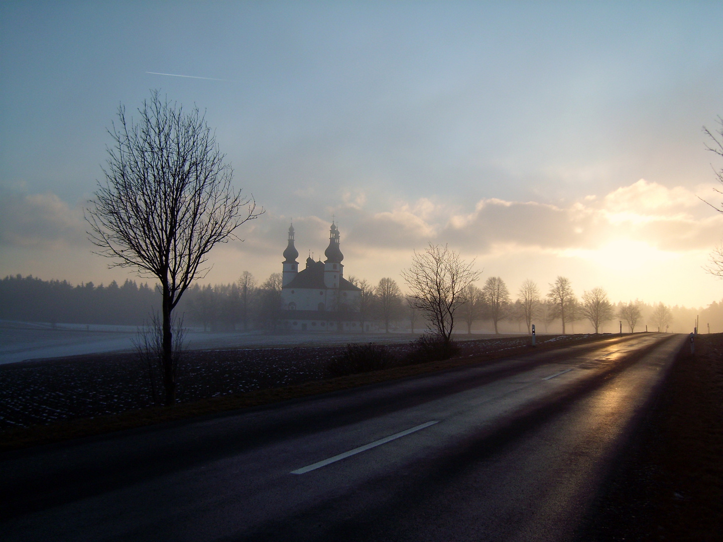 Heimfahrt von der Tschechei Sonnenuntergang