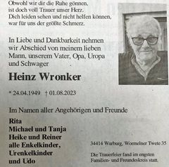 - Heinz Wronker ist tot -