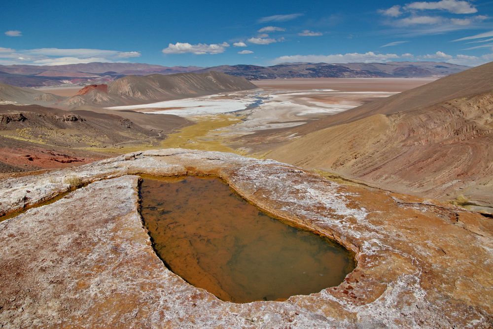 Heiße Quelle mit Ausblick über den Salar Antofalla