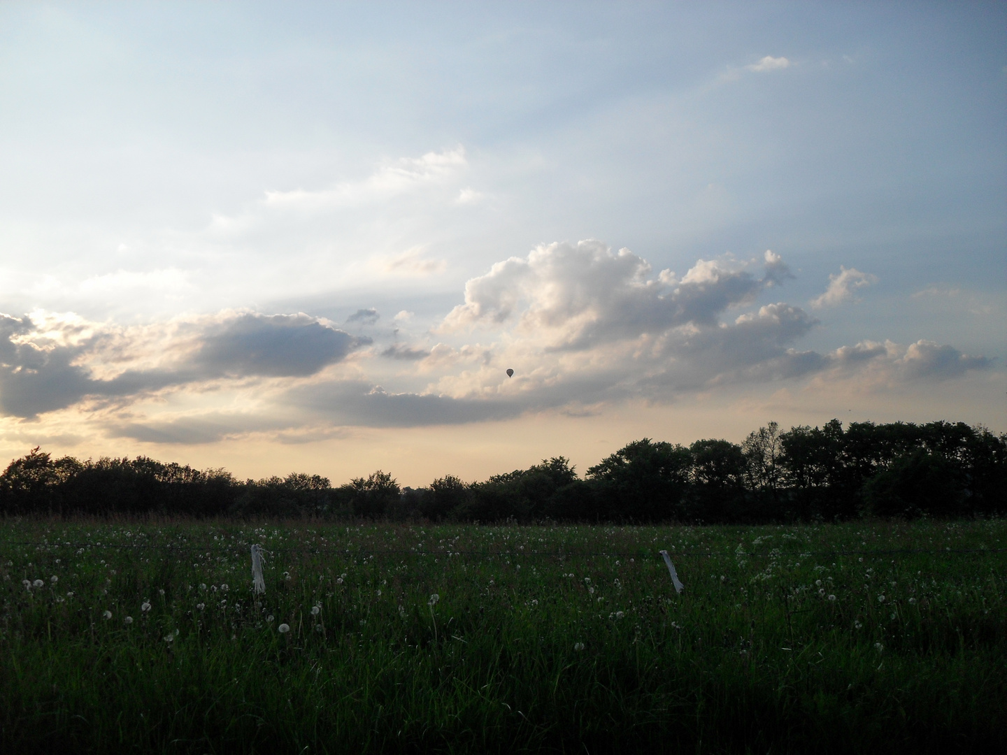 Heißluftballon im Abendgrauen