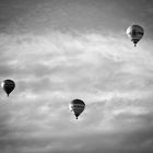 Heißluftballone am Abendhimmel