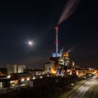 Heizkraftwerk Karlsruhe West bei Vollmond