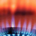 Heizpilz Detail Flamme Blau Rot mit Lochblech
