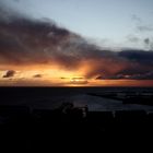 Helgolands Hafen im Sonnenuntergang 