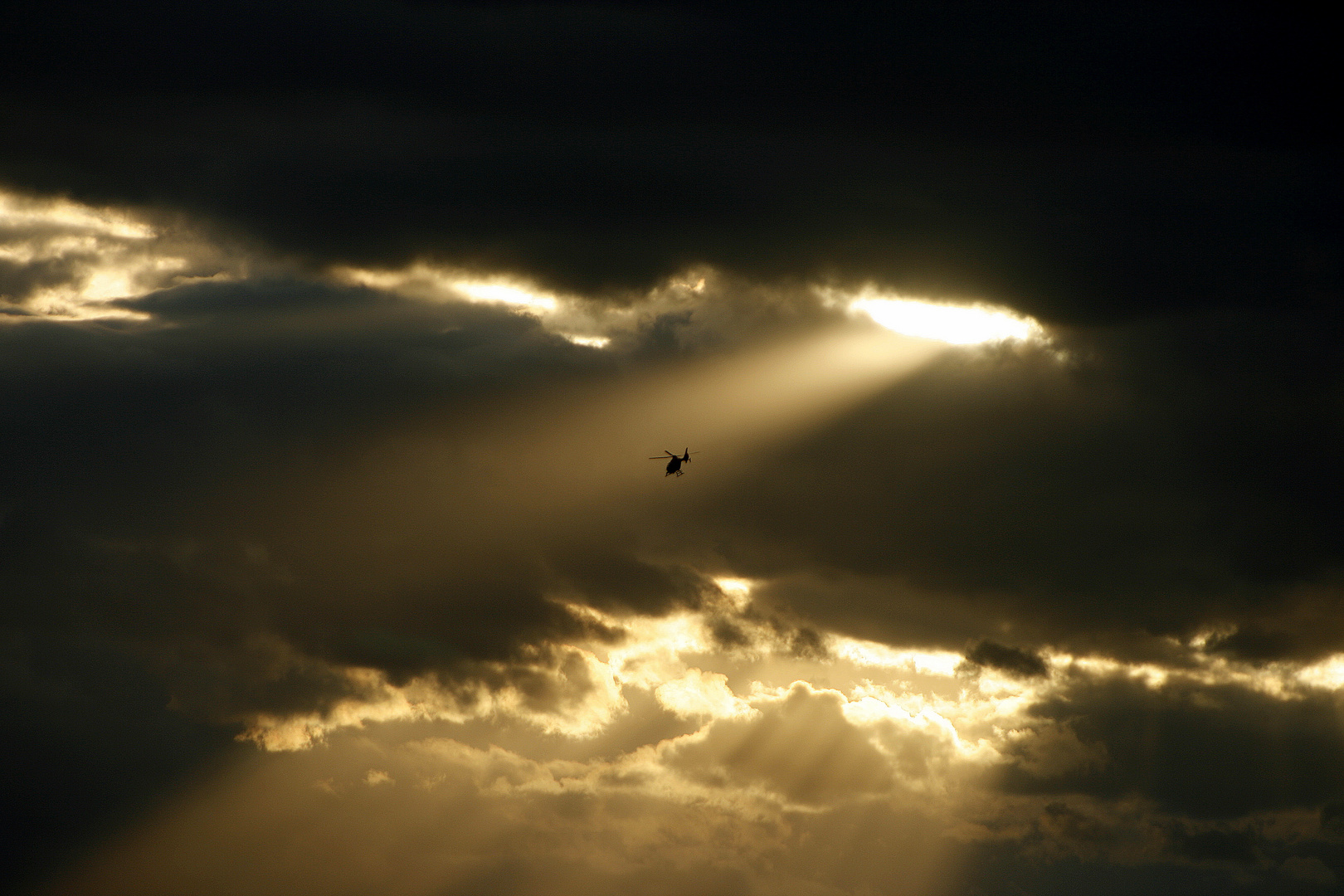 Heli beim Sonnenuntergang