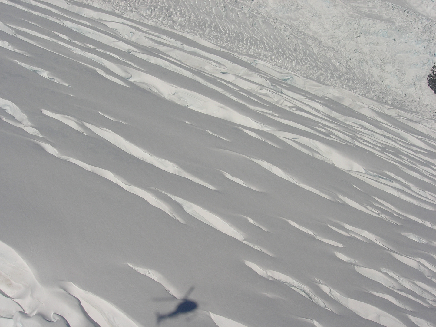 Heli-Schatten auf dem Franz Josef Gletscher