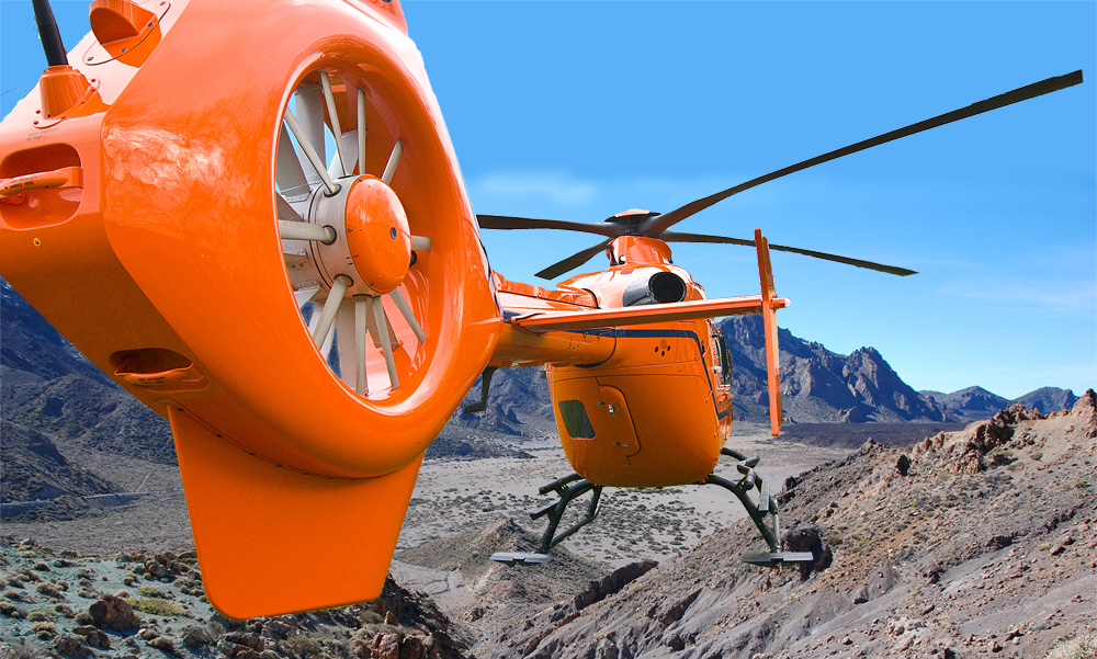 Helicopter over Caldera of El Teide in Teneriffa