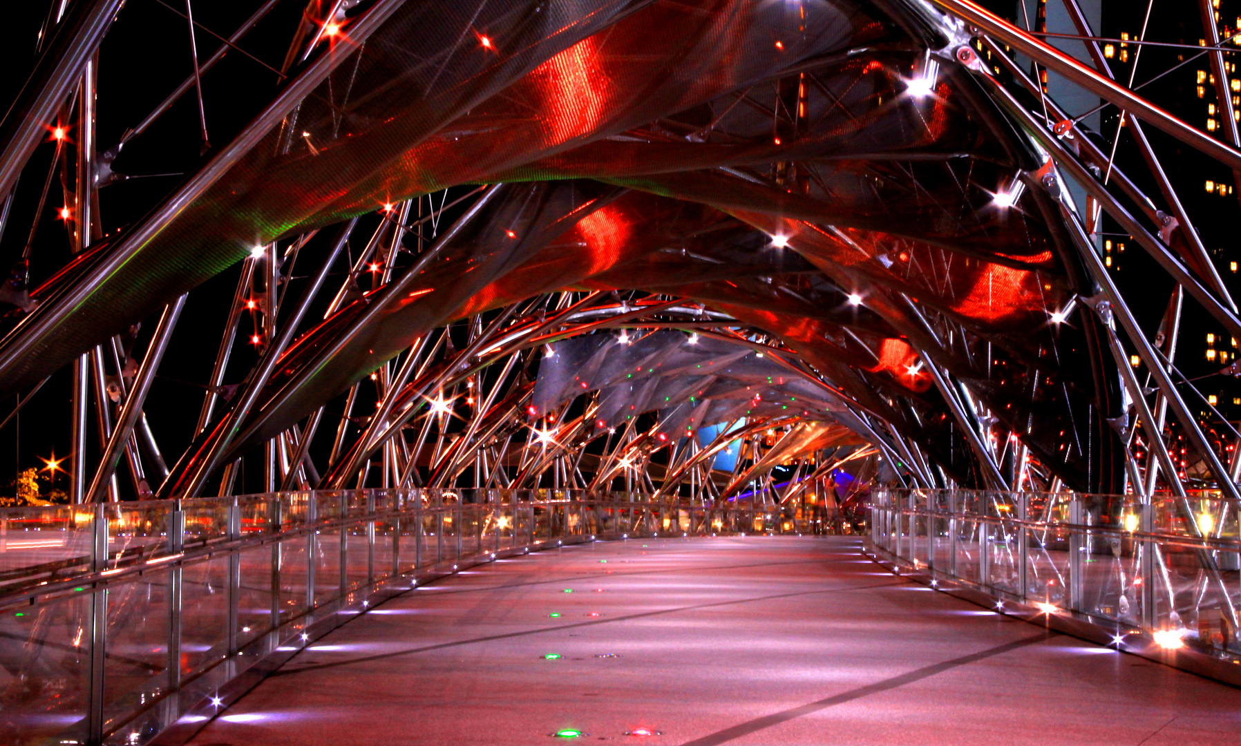 Helix-Bridge at night