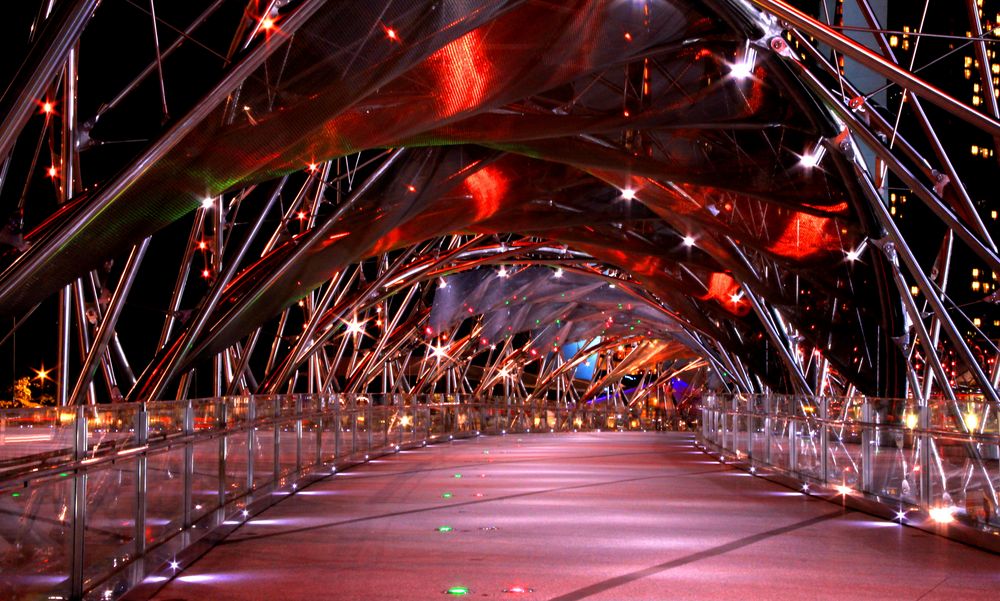 Helix-Bridge at night