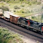 Helper SSW#8090 and SSW#8060 at the end of SP Freight Train, Price River Canyon,UTAH