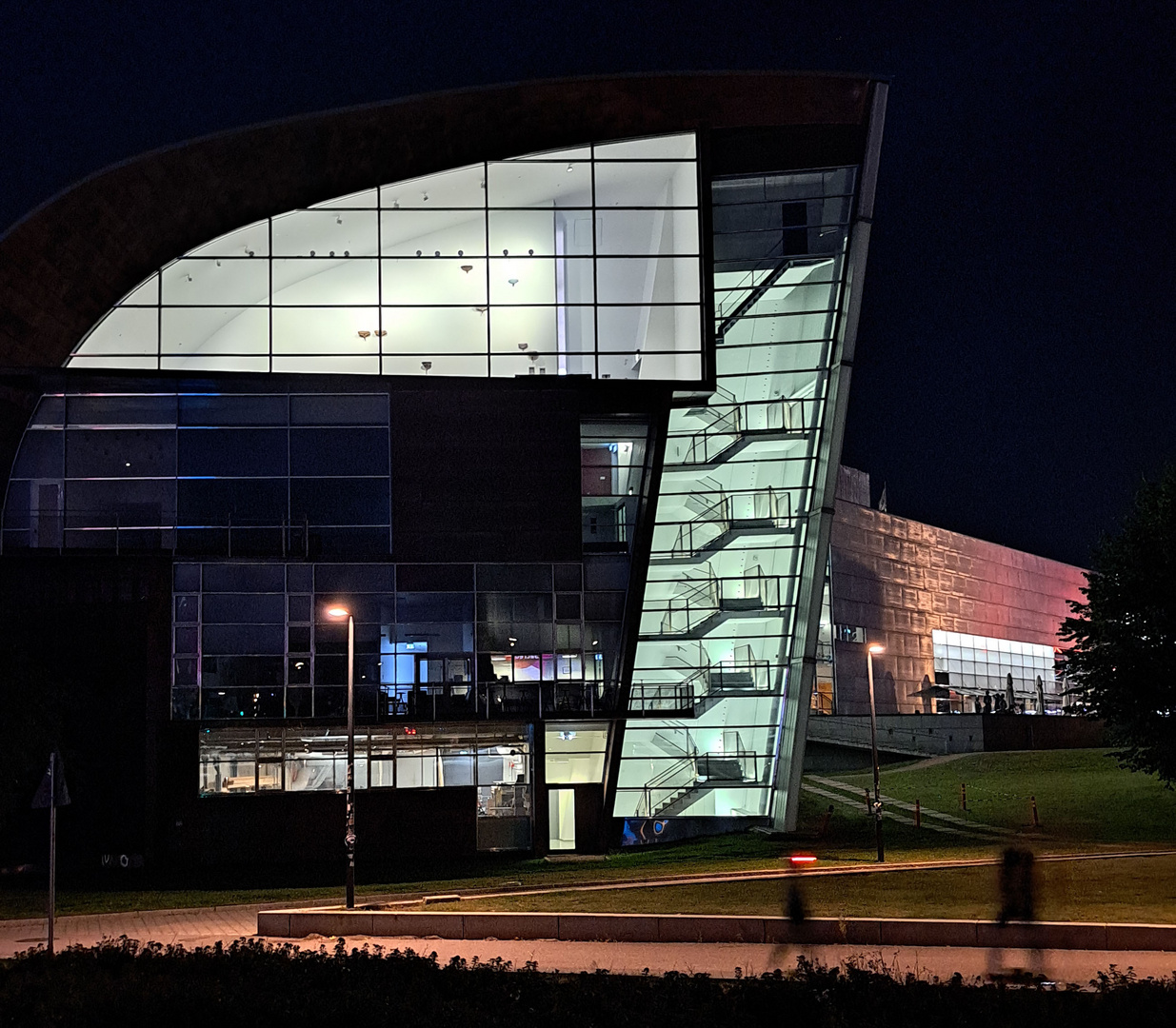 Helsinki, contemporary art museum Kiasma on evening
