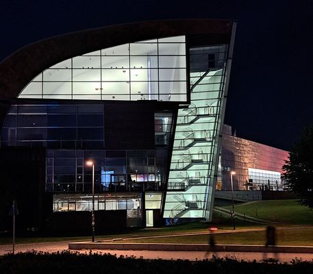 Helsinki, contemporary art museum Kiasma on evening