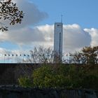 Helsinki, the flags on Olympic stadium