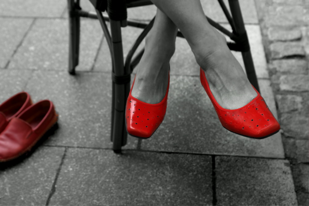 Her new red shoes