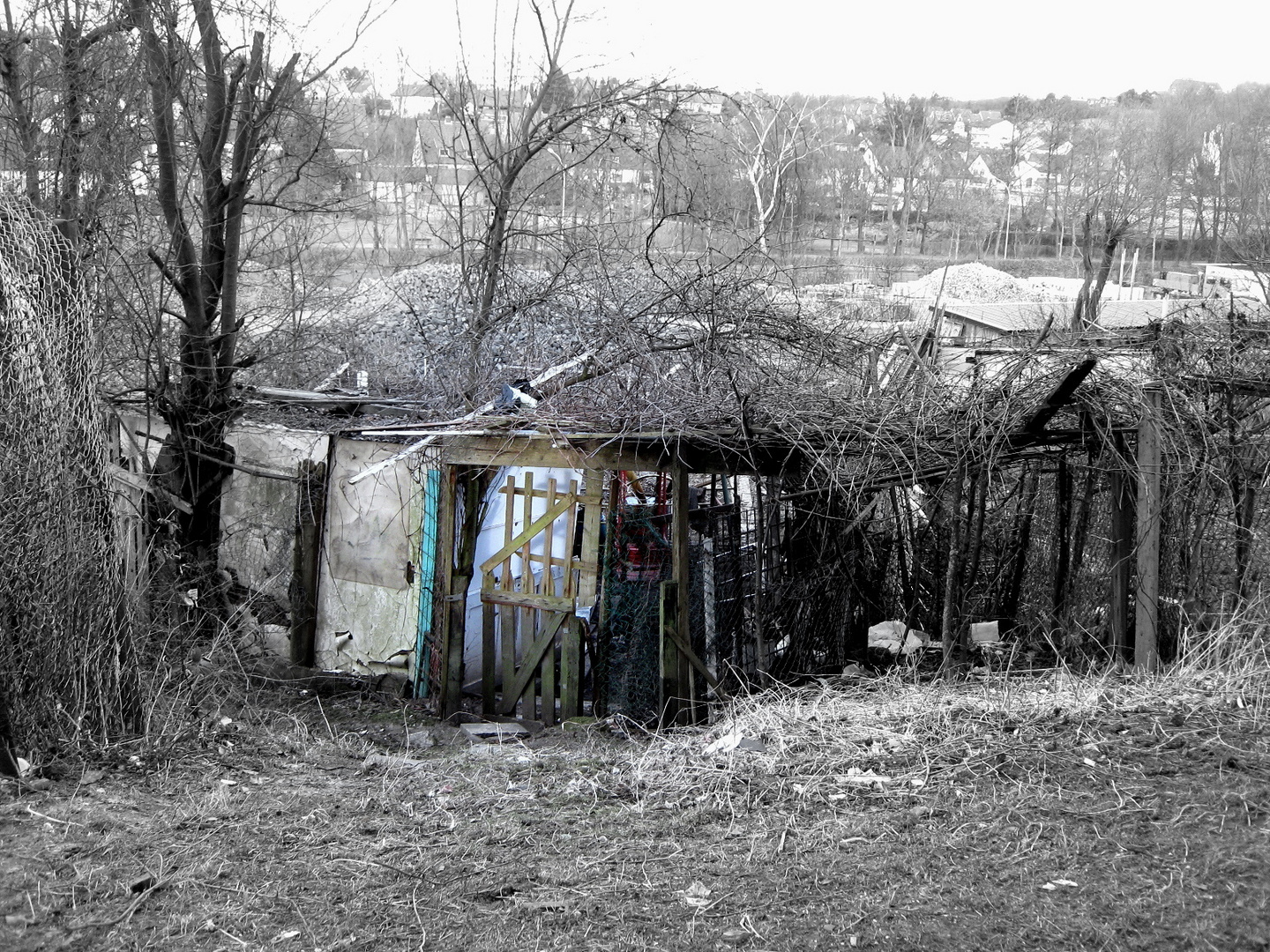 Her room behind the house, in which her family lives