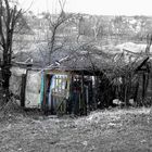 Her room behind the house, in which her family lives