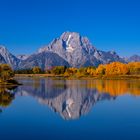 Herbst am Oxbow Bend mit Mount Moran, Wyoming, USA