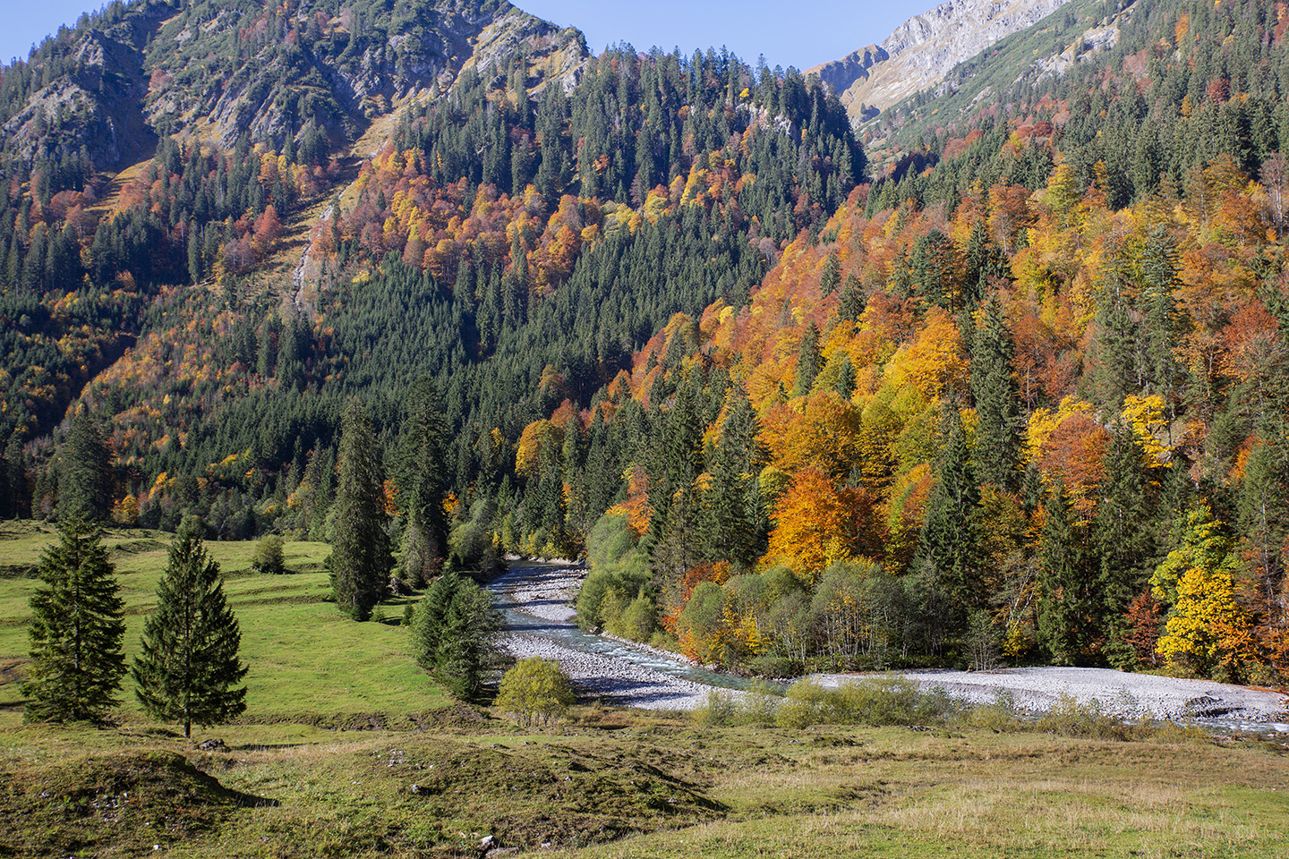 Herbst an der Ostrach im Hintersteiner Tal