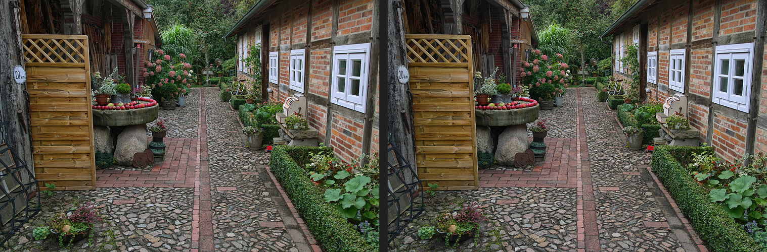 Herbst im Ackerbürgerhaus Vörden (3D Kreuzblick)