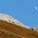 Herbstfarben auf den Wiesen und wolkenloser Himmel, er genoss den Flug über die...