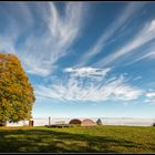 Herbstfarben mit schöner Wolkenstimmung über der Nebelgrenze