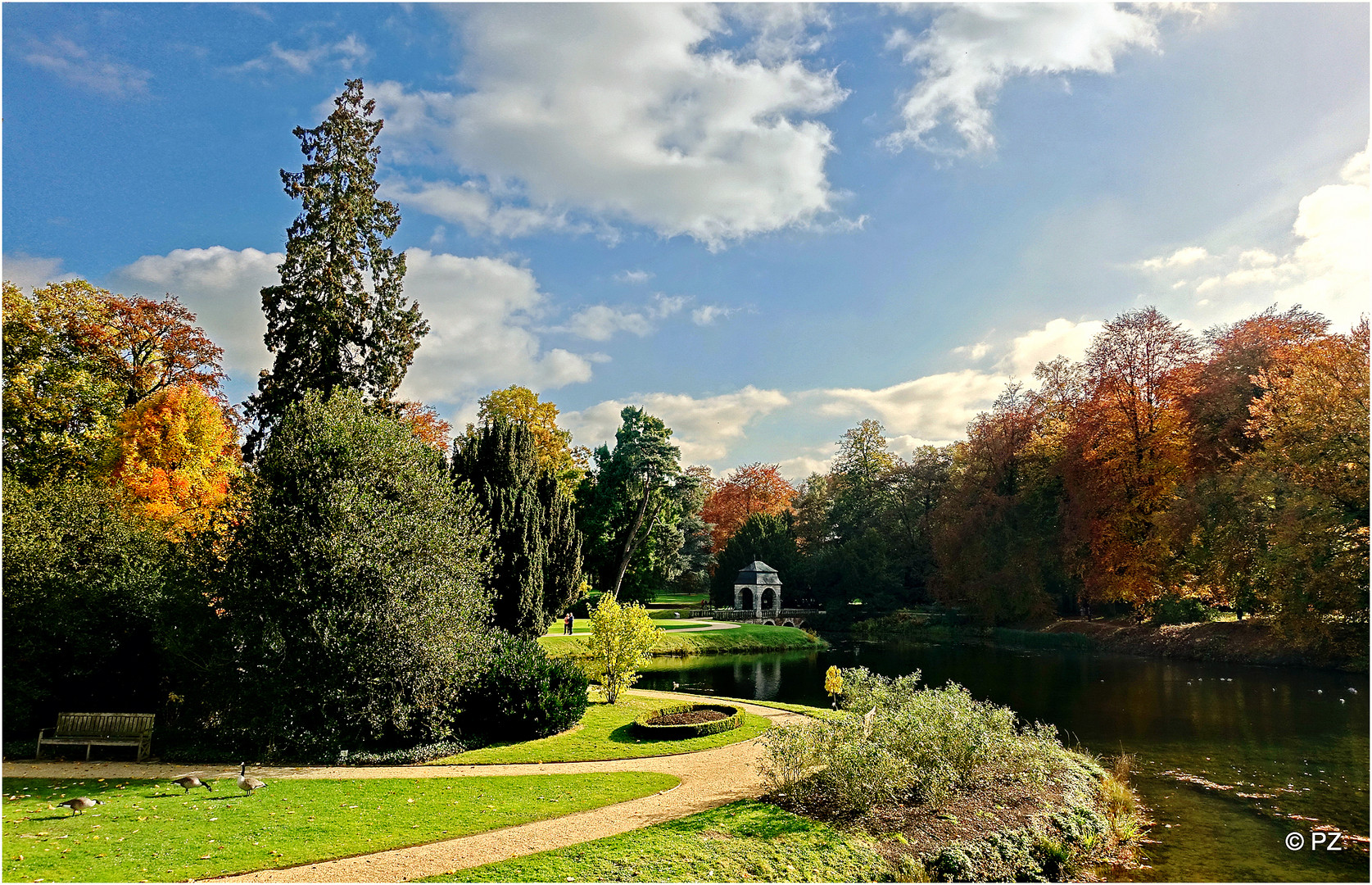 Herbstimpressionen (8): Blick in den Park von Schloss Dyck ...