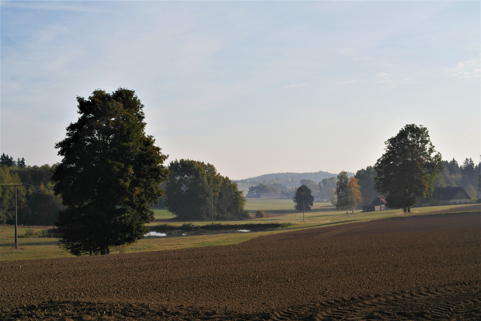 Herbstlich im Fichtelgebirge mit leichtem Bodennebel