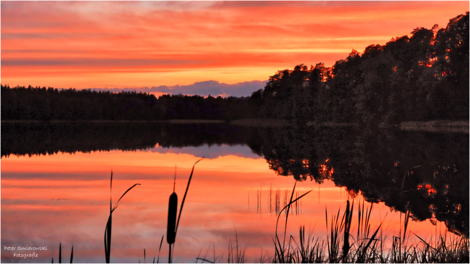 Herbstliche Abendsonne am See