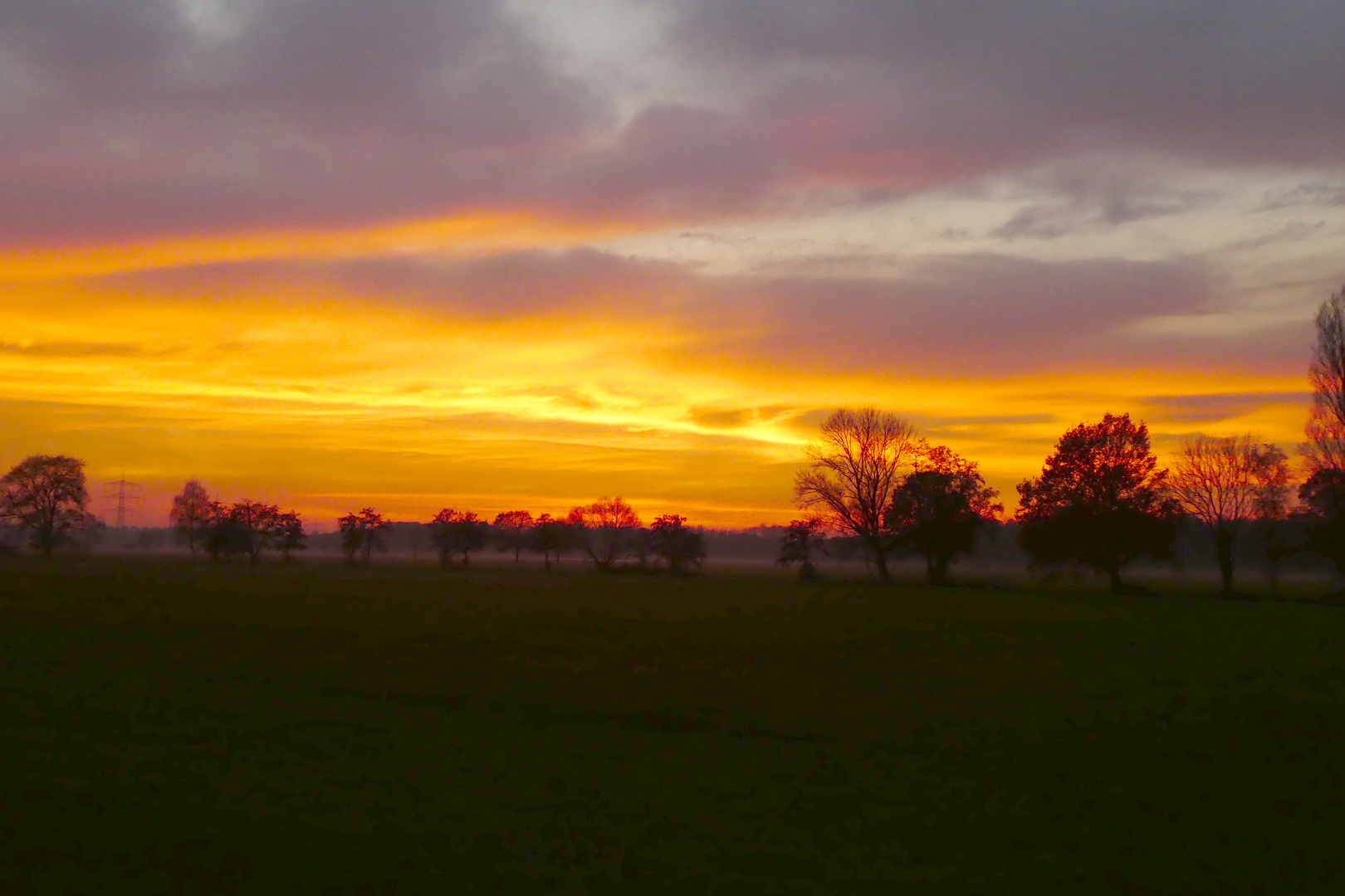 Herbstliche Abendstimmung, erste Bodennebel