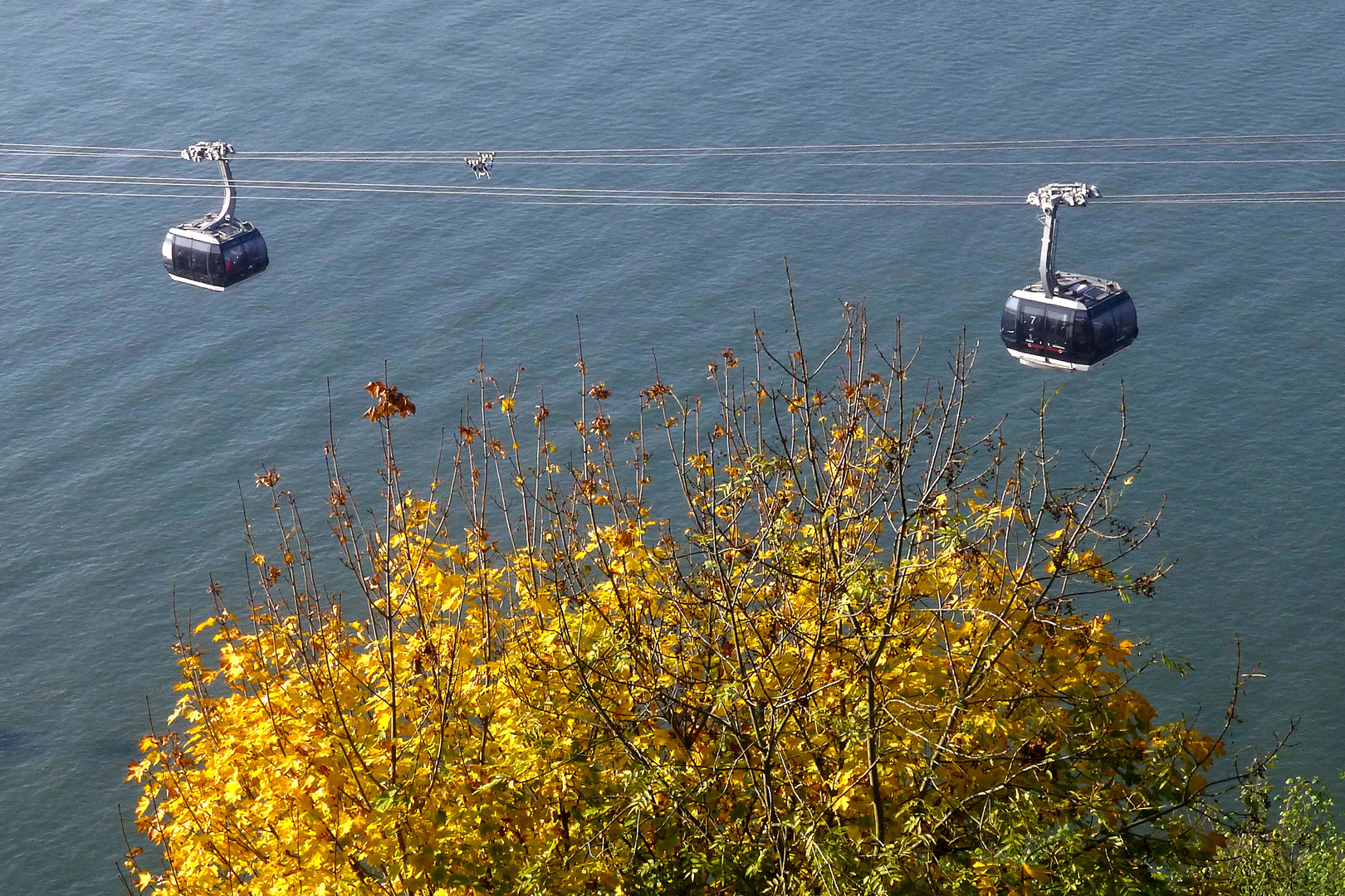 Herbstliche Gondelfahrt mit der Festungsseilbahn in Koblenz