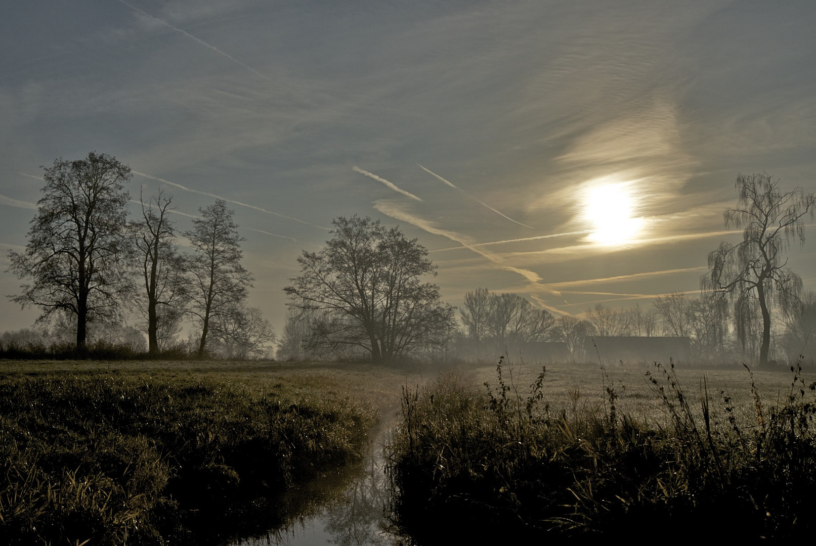 Herbstliche Landschaft "gemalt" mit Morgensonne