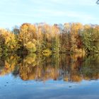 Herbstliche Landschaft im Wasserspiegel