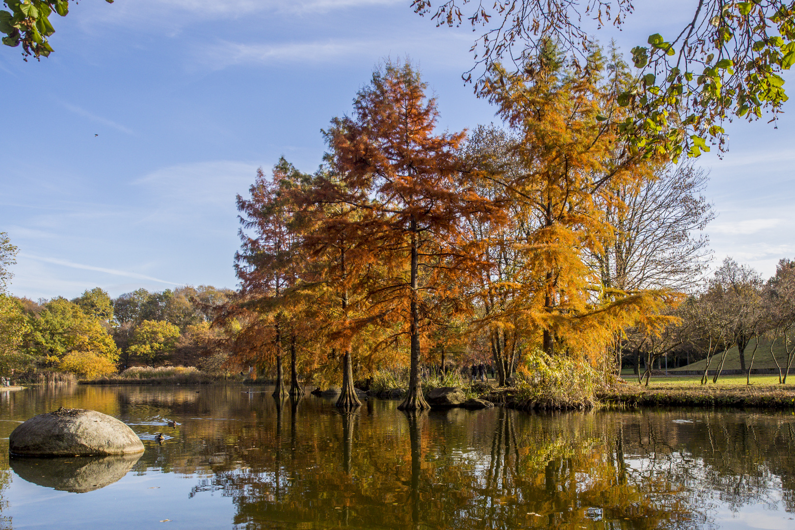 Herbstliche Stimmung am See im Westpark München