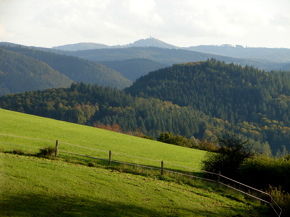 Herbstlicher Blick über das Ahrtal zur Nürburg